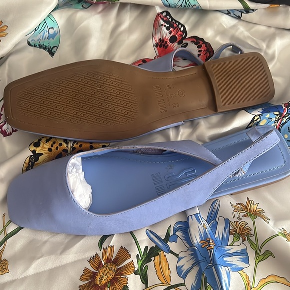 Light Blue AZUL SANTA LOLLA SQUARE TOE LEATHER BALLET FLATS - Picture 3 of 8